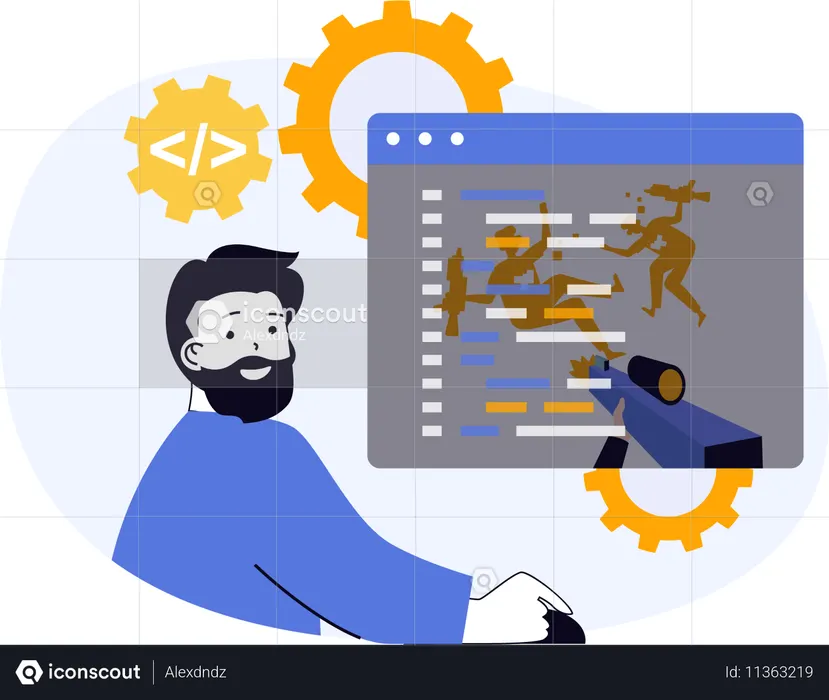 Coder develops new website for business  Illustration
