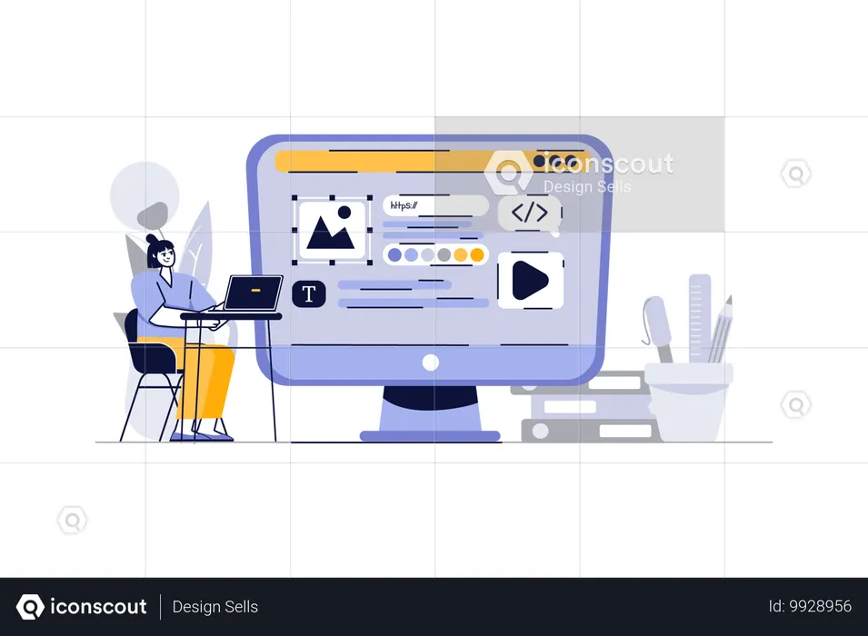 Coder develops new website  Illustration