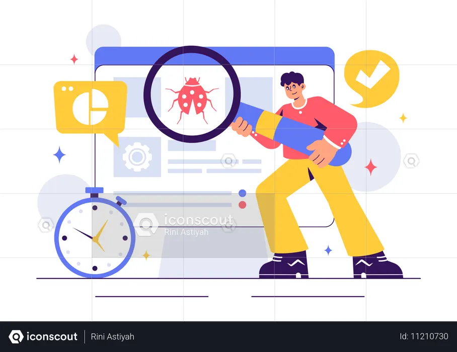 プログラマーがウイルス対策プログラムを開発  イラスト