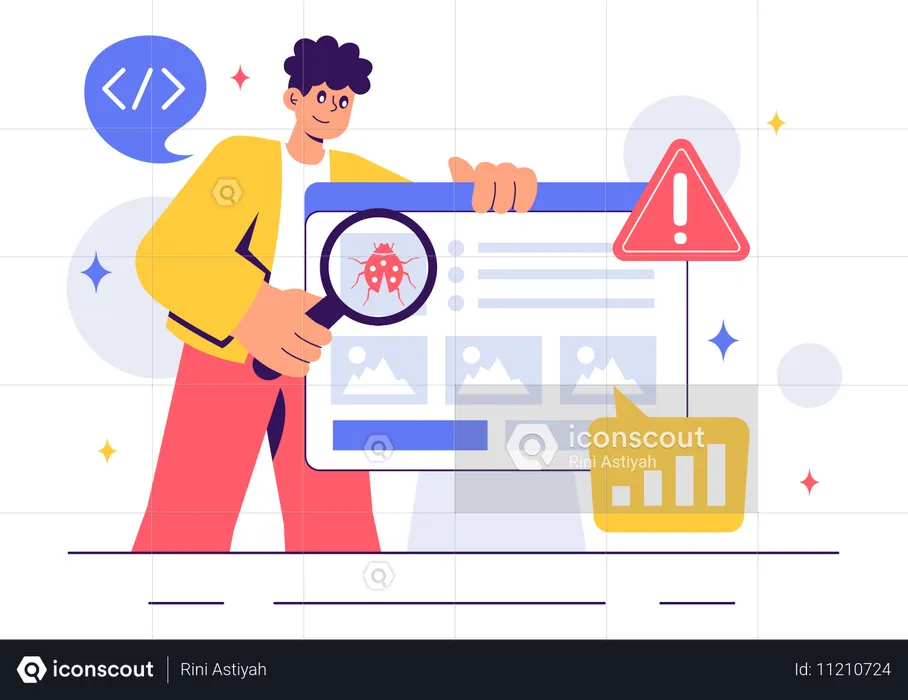 Coder doing ab testing of software  Illustration