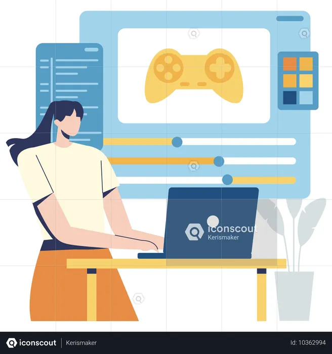 Coder doing Game Development  Illustration