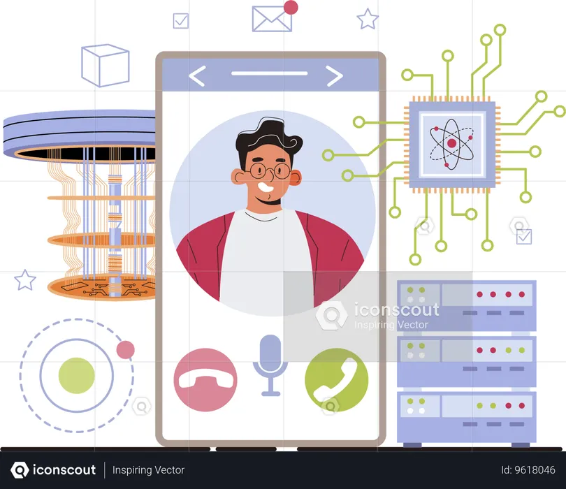 Coder doing server management  Illustration