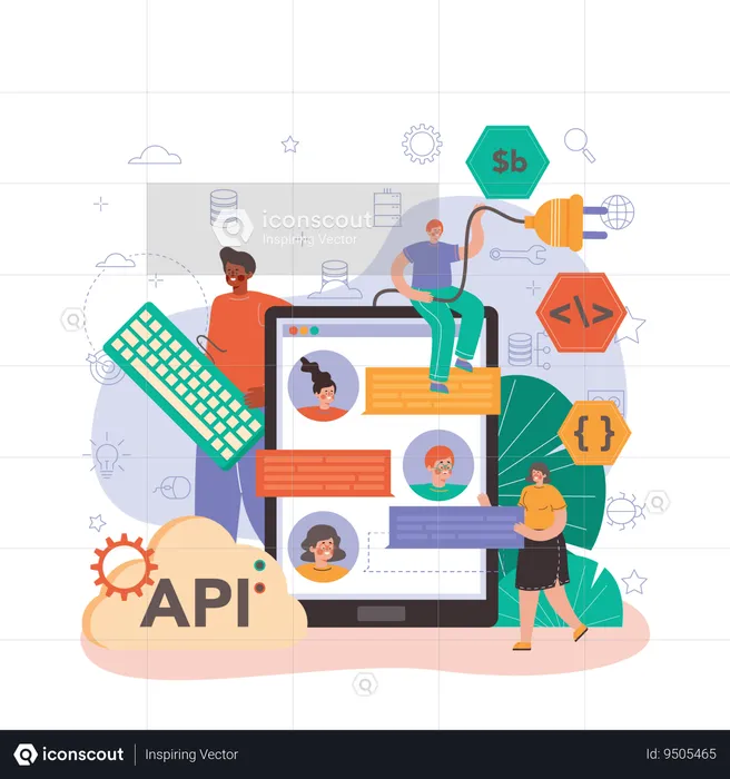 Coder doing software development  Illustration