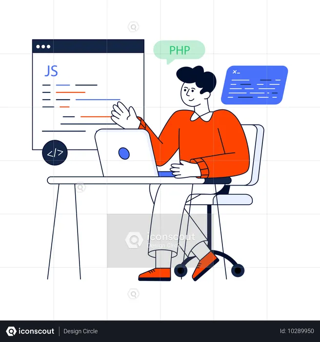 Coder doing Web Coding  Illustration