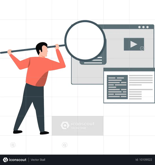 Coder finding page  through website  Illustration