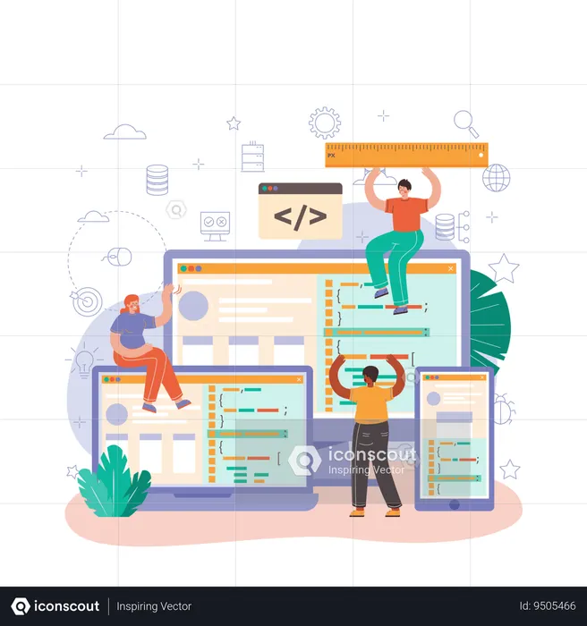Coder improving web performance  Illustration