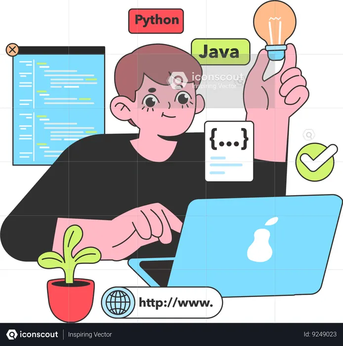 Coder is explaining programming lines  Illustration