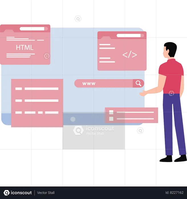 Coder is explaining programming lines  Illustration