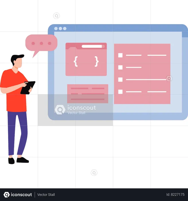 Coder is explaining the code  Illustration