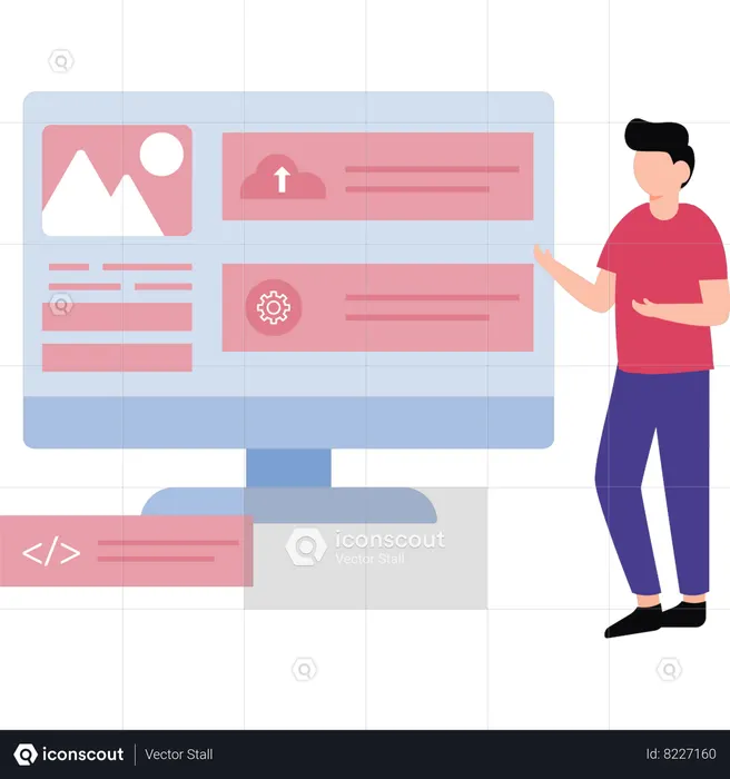 Coder is monitoring web settings  Illustration
