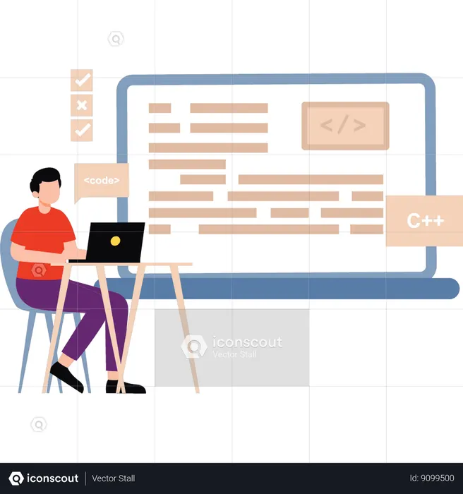 Coder is working on program  Illustration