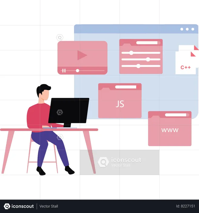 Coder is working on web development  Illustration