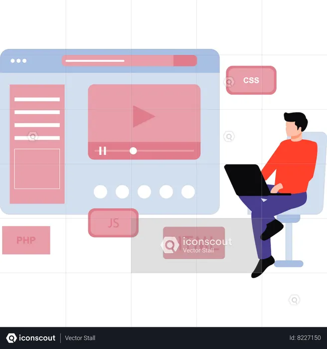 Coder is writing coding lines  Illustration