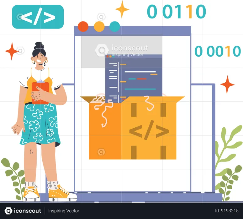 Coder is writing programming lines  Illustration