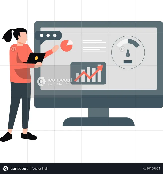 Coder presenting testing graph in conference  Illustration