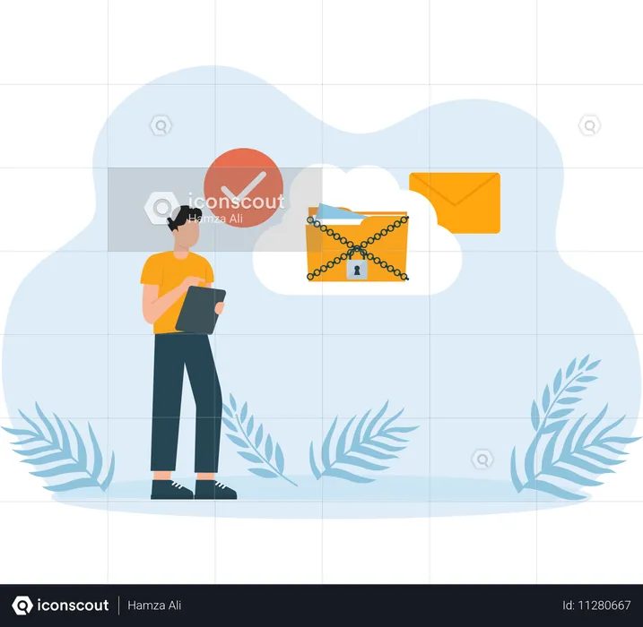 Coder sichert Cloud-Daten  Illustration