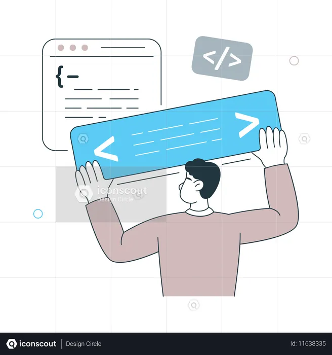 Coder Working on developing website  Illustration