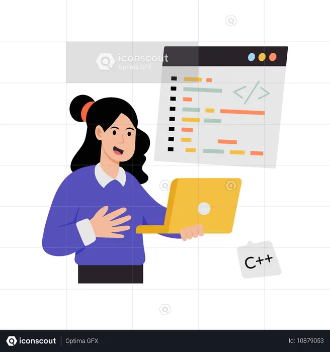 Coder working on Programming lines  Illustration