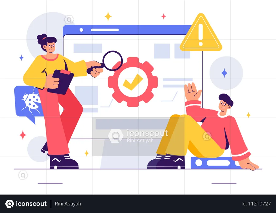 Coder working on testing techniques  Illustration