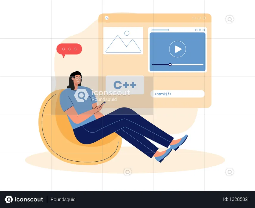 Coder working on web development  Illustration