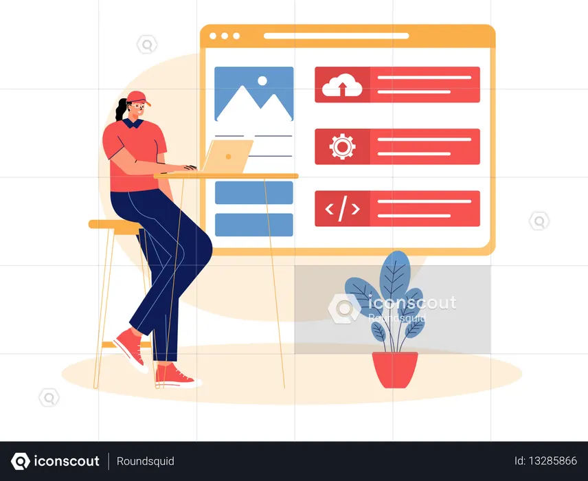 Coder working on web development  Illustration