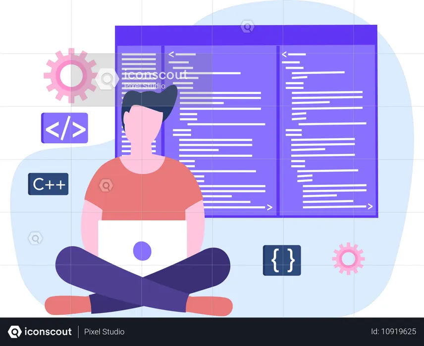 Coder working with Code Optimization  Illustration