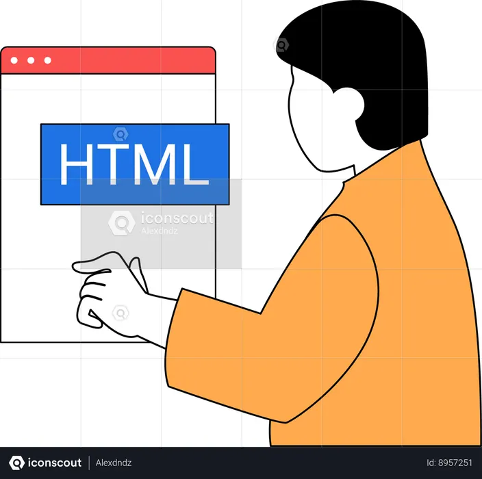 Coder works in HTML language  Illustration