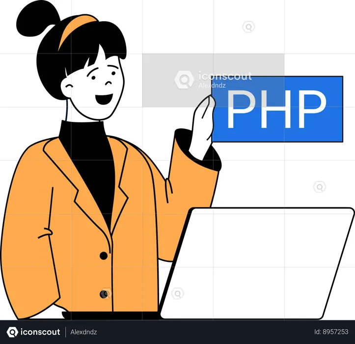 Coder works in PHP language  Illustration