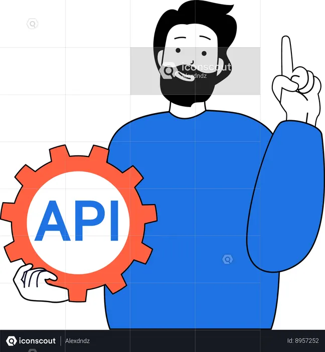 Coder works on API  Illustration