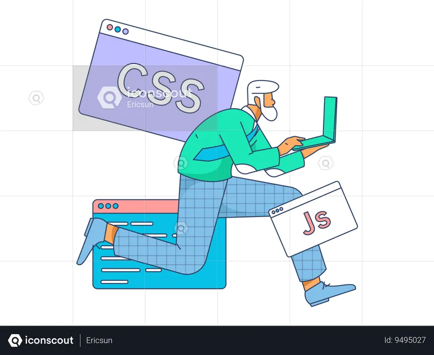 Coder works on application development  Illustration