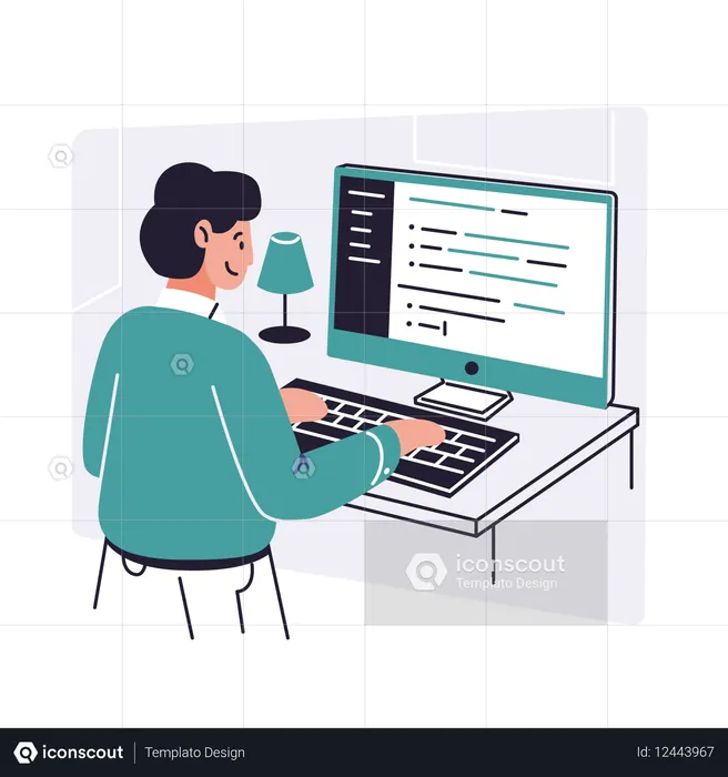 Coder works on Coding  Illustration