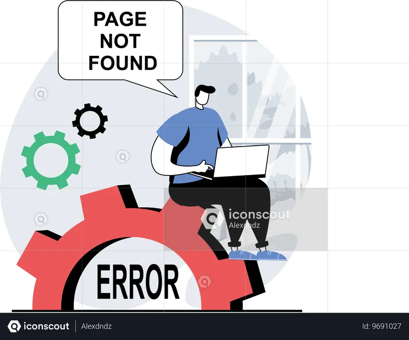 Coder works on error page  Illustration