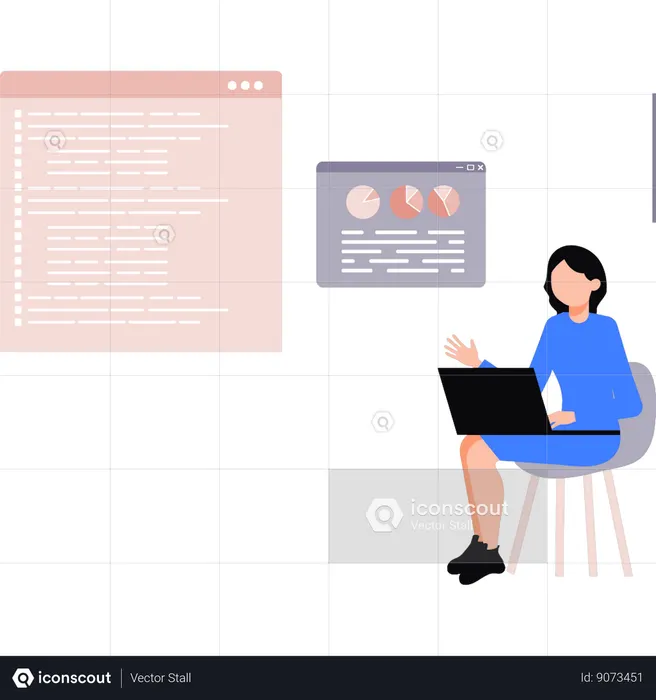 Coder works on programming lines  Illustration