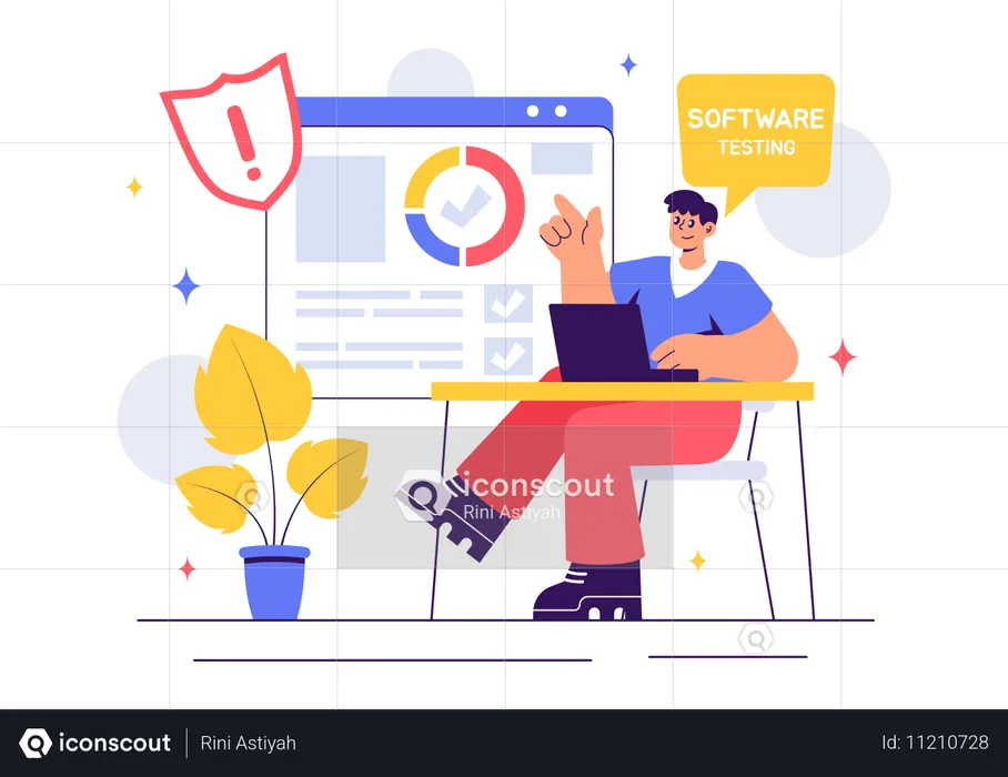 Coder works on programming testing  Illustration