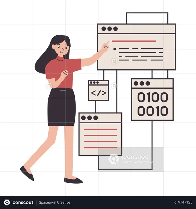 Coder works on software programs  Illustration