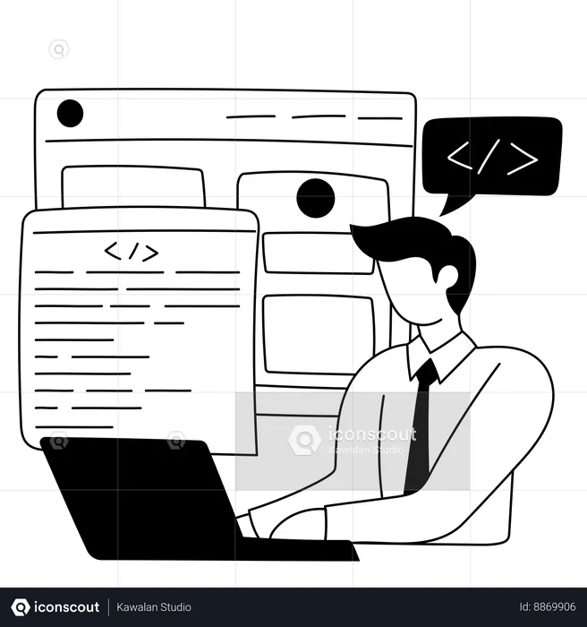 Coder works on web development  Illustration