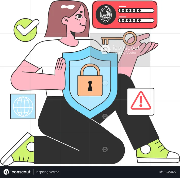 Coder works on web security  Illustration