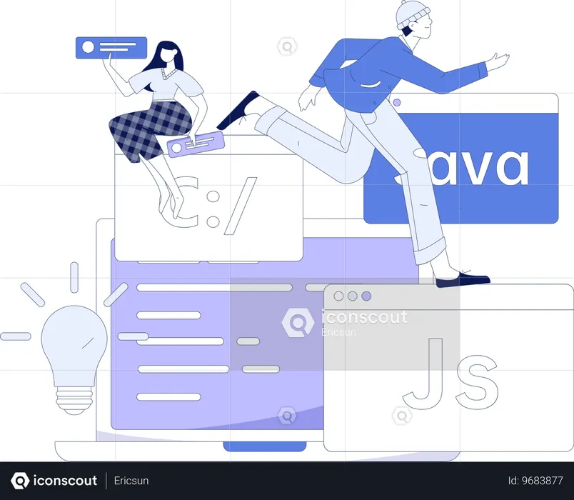 Coder writes programming lines  Illustration