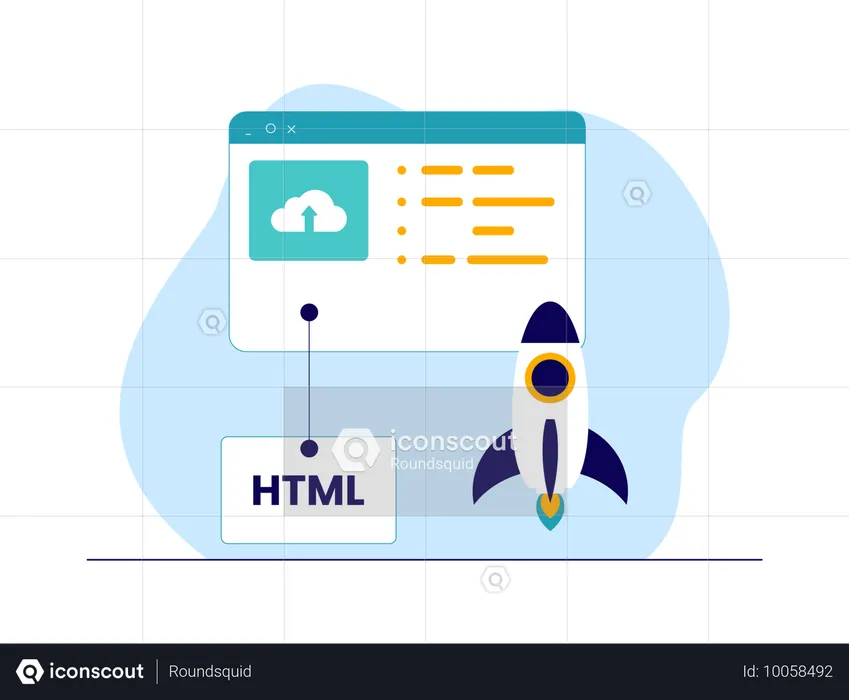 Codificación de startups y alojamiento de sitios web  Ilustración