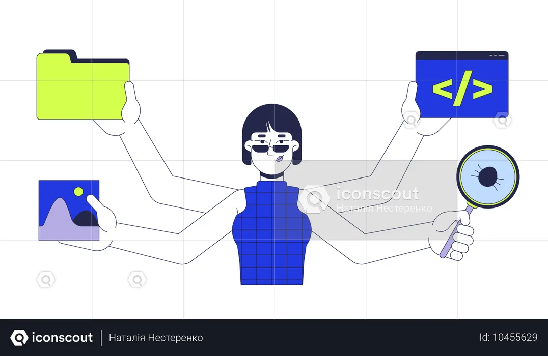 Codificador escrevendo linhas de programação  Ilustração