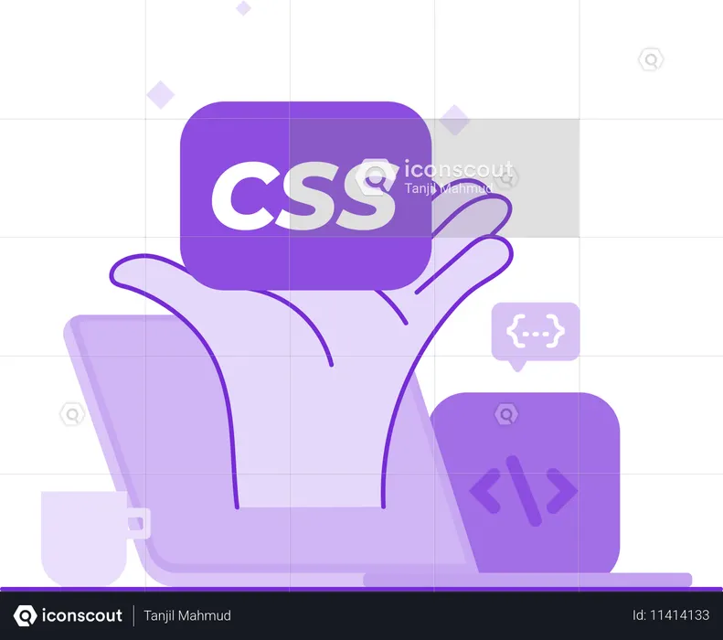 Mano sosteniendo el código CSS  Ilustración
