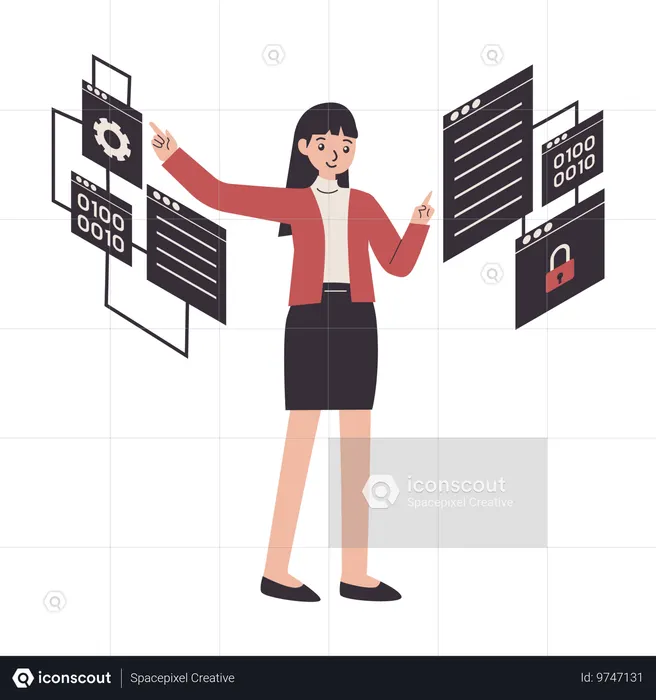 Coding Enthusiast works on application  Illustration