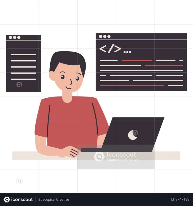 Coding Expert works on programming  Illustration