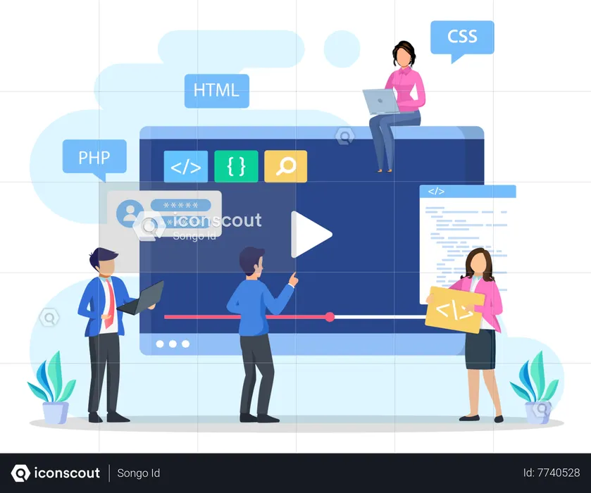 Best Coding Team Illustration download in PNG & Vector format