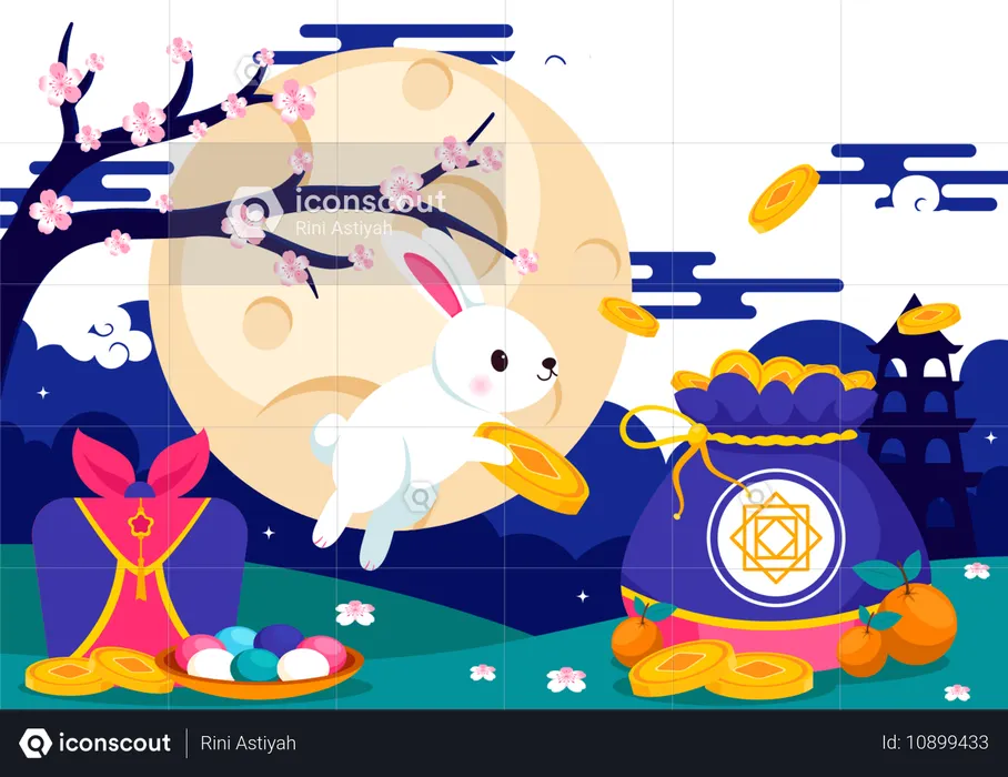 Coelho coreano seollal  Ilustração