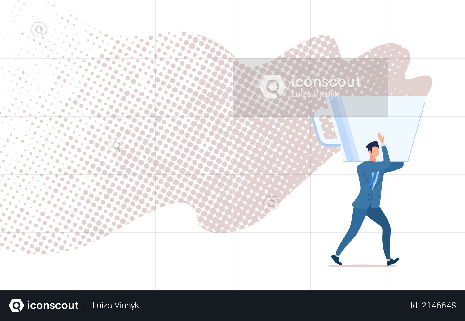 Coffee Break, Time Out, Short Pause in Office Work Illustration