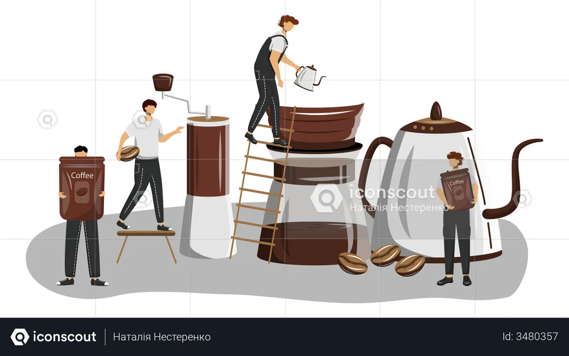 Coffee brewing methods  Illustration