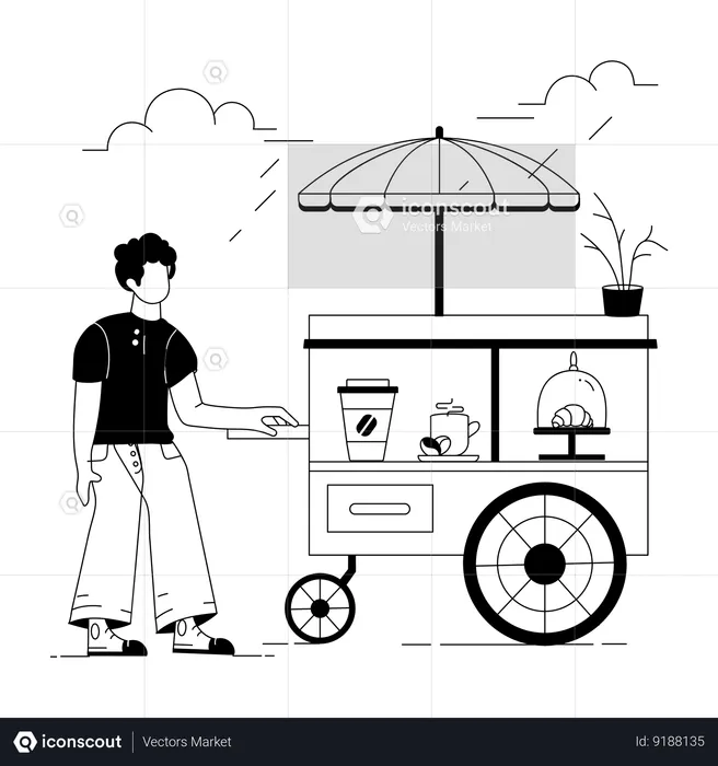 Coffee Cart owner  Illustration