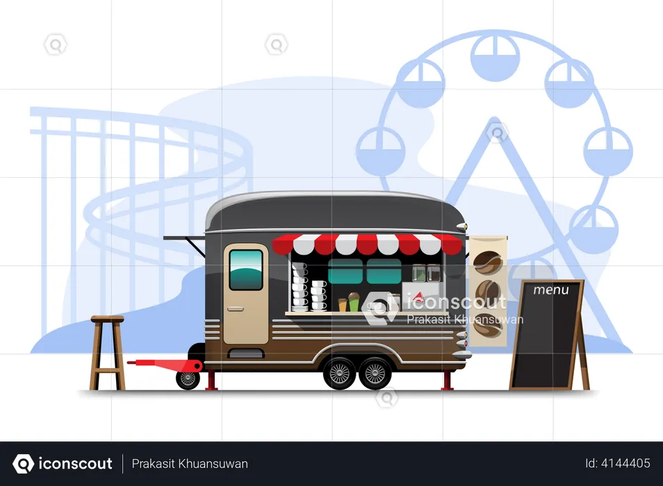 Coffee shop on wheels  Illustration