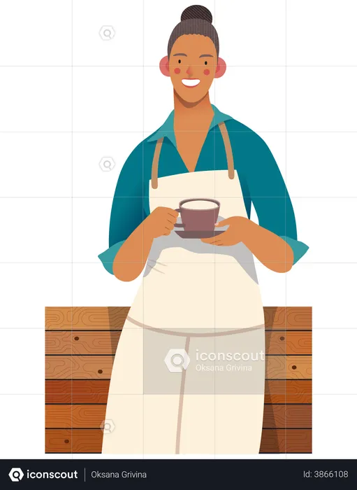 Coffee Shop Owner holding coffee cup  Illustration